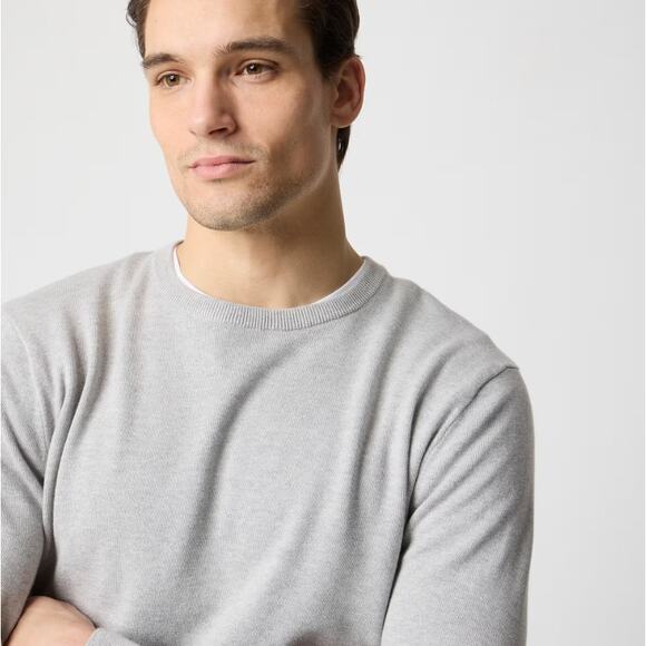 J.Crew Cotton Crewneck Sweater-Tee S Heather Quarry Pullover Long Sleeve Stretch - Picture 2 of 8